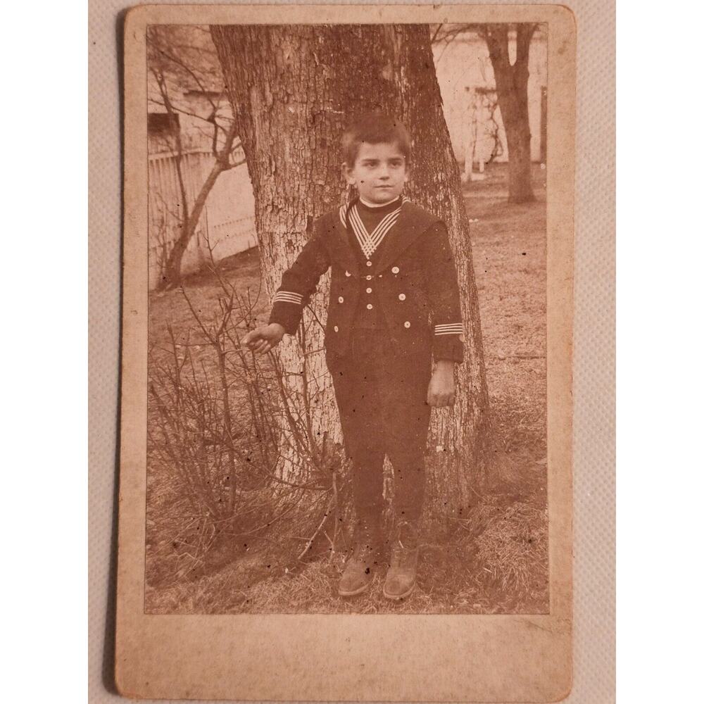 Antique Cabinet Card- Young Boy In Military Uniform (Identified)